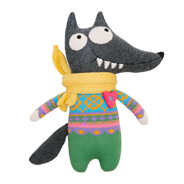 Kuscheltier Sockentier Wolf Midi grün/grau