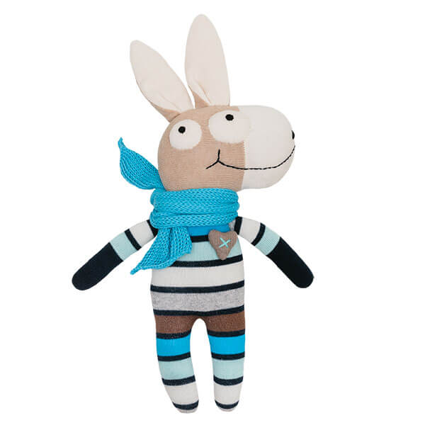 Kuscheltier Sockentier Esel Midi blau/beige