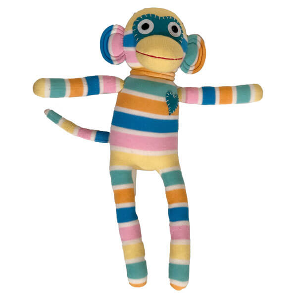Kuscheltier Sockenaffe Midi Streifen weiß/pastell