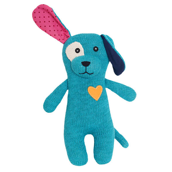 Kuscheltier Hund gestrickt türkis