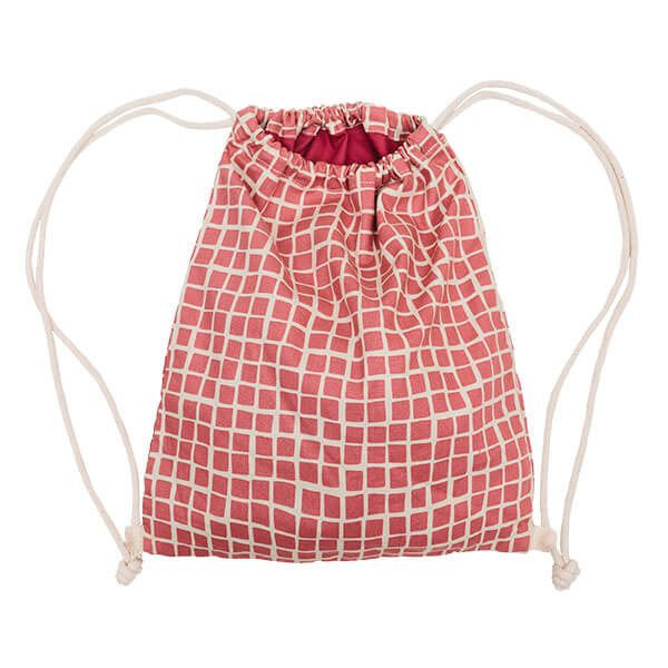 Turnbeutel Rucksack Canvas kariert altrosa
