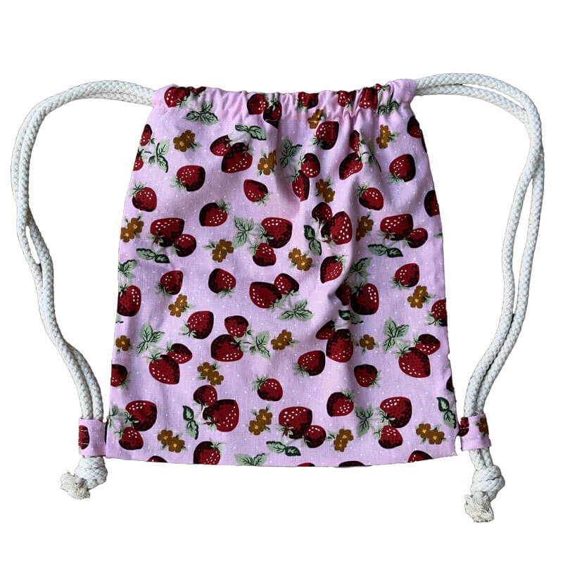 Kinder Turnbeutel Rucksack Canvas Erdbeere rosa