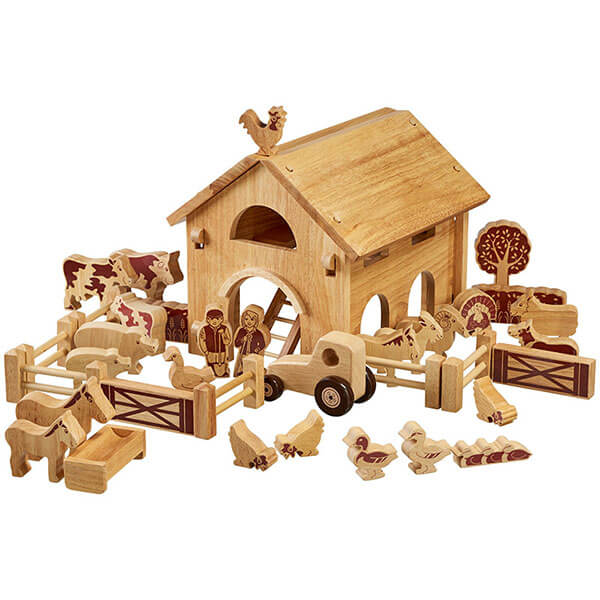 Spielset Bauernhof XL aus Holz, natur