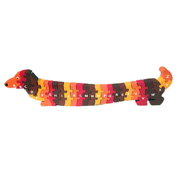Holzpuzzle Hund braun A-Z