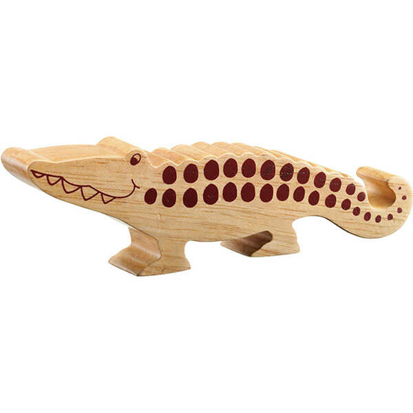 Holztier Krokodil natur