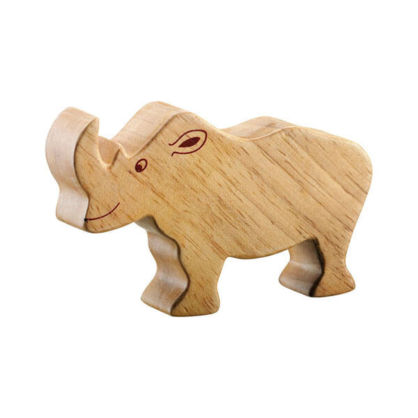 Holztier Nashorn natur
