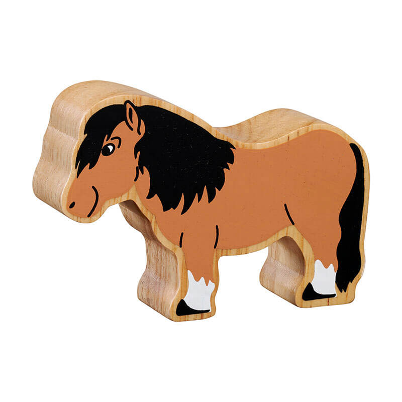 Holztier braunes Shetlandpony bedruckt