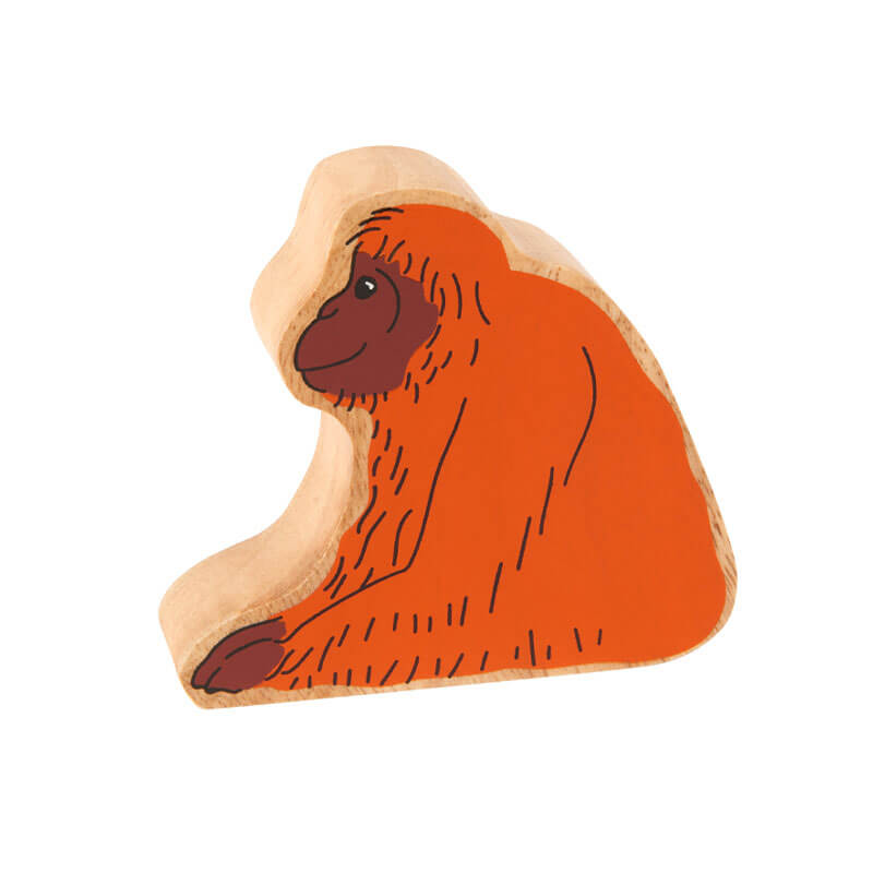 Holztier oranger Orang-Utan bedruckt