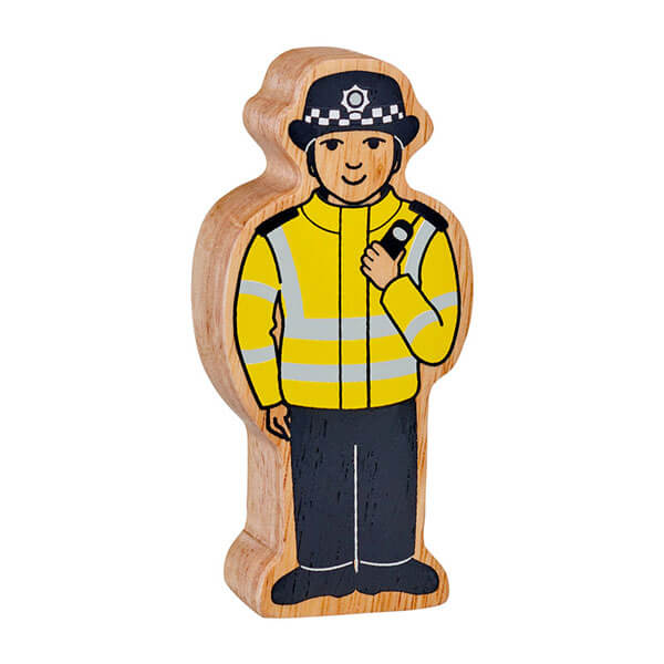 Holzfigur Polizistin Britisch bedruckt