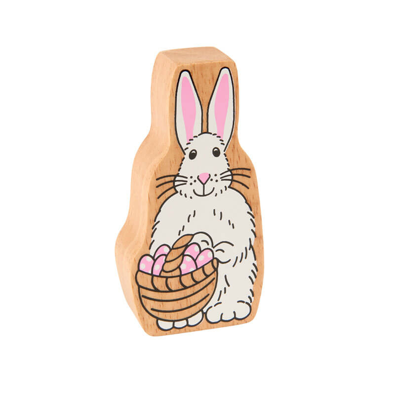 Holztier weiß-rosa Osterhase bedruckt