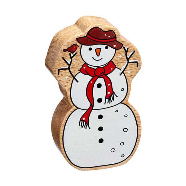 Holzfigur Schneemann bedruckt