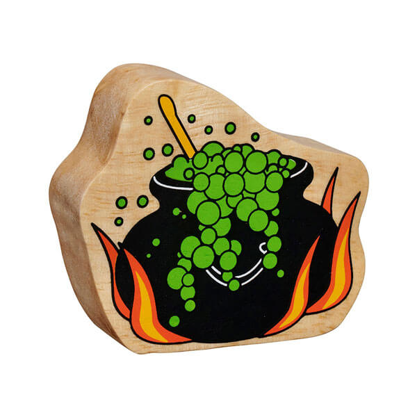 Holzfigur Hexenkessel bedruckt