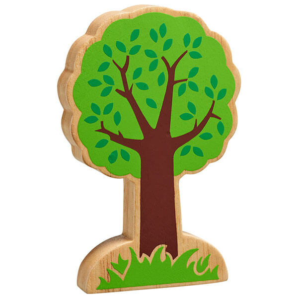Holzelement Baum natur bedruckt grün