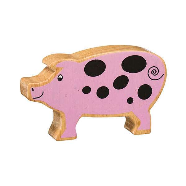 Holztier Schwein bedruckt