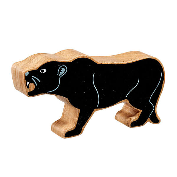 Holztier schwarzer Panther bedruckt