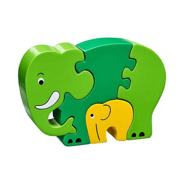 Holzpuzzle Elefant & Baby grün