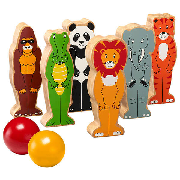 Holzkegelspiel Wilde Tiere