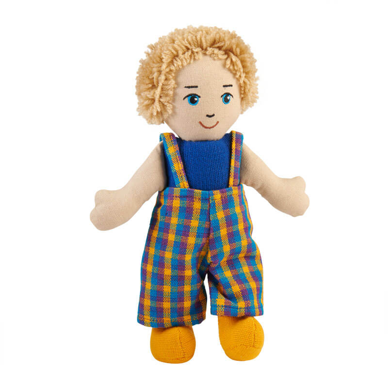 Stoffpuppe Junge helle Haut blondes Haar