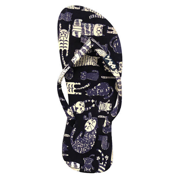 Kinder Flip Flops Stoff Katzen blau