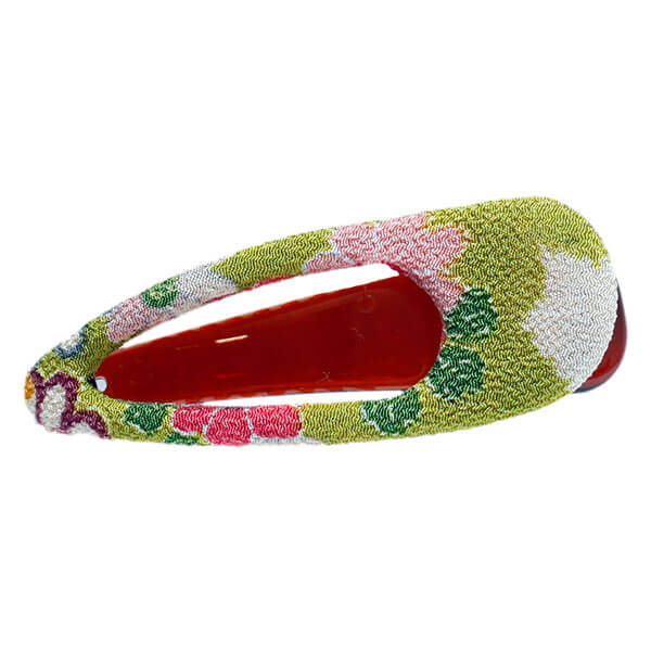 Haarspange kleines Oval aus Kimonostoff