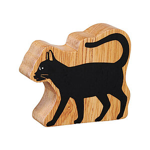 Naturholz schwarze Katze Fairtrade