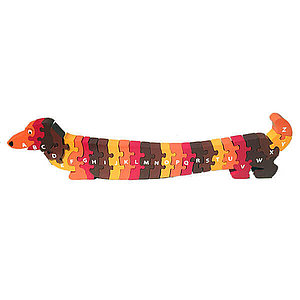 Holzpuzzle Hund braun A-Z