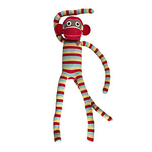 Kuscheltier Sockenaffe Maxi Streifen rot/gelb