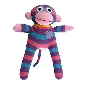 Kuscheltier Sockenaffe Mini Streifen pink/lila/grau