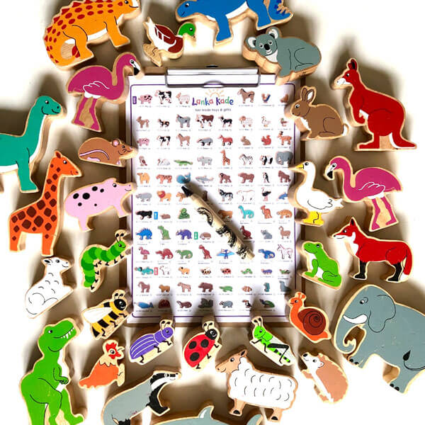 Checkliste bunte Holztiere